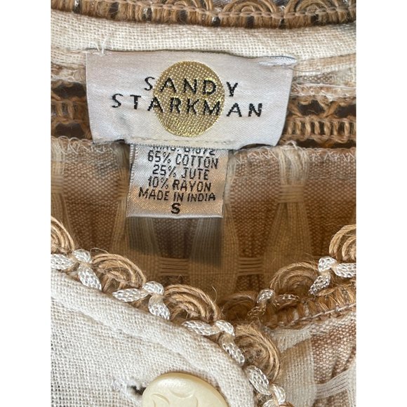Vintage Sandy Starkman Embroidered Jute Button Up Woven Jacket Women Size S - Picture 5 of 8